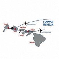 Nächte Kauai, 6 Nächte Maui Flughafentransfers auf allen Inseln Inselrundfahrt Oahu alle Steuern und Gebühren ganzjährig
