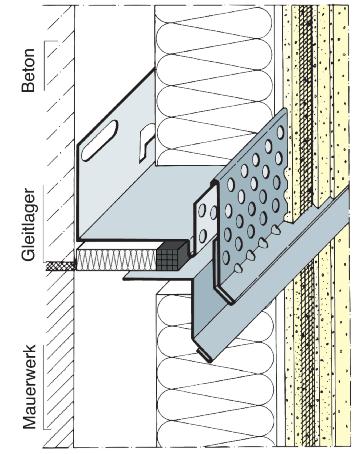 Tropfkantenprofile, kombination zur Übernahme von Deckengleitlagern e combination forming horizontal sliding joints, water drip profiles Aluminium blank/pvc/aluminium/pvc WDV-System/Thermal