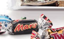 Marken Mars, Snickers, Bounty und Twix,