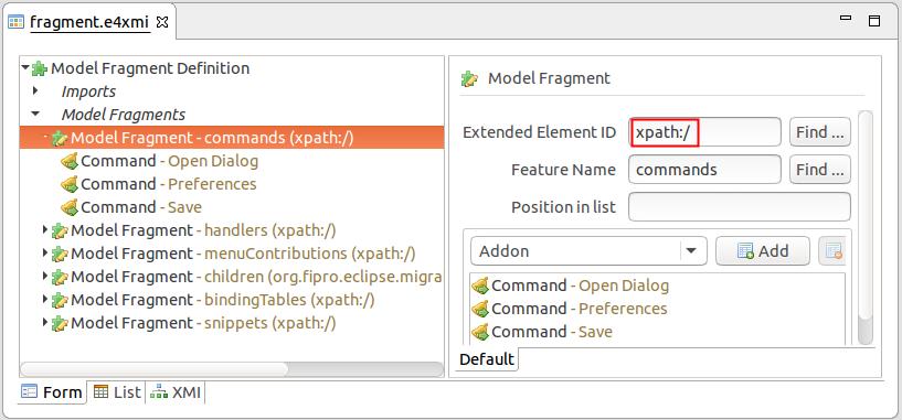 Mixed Mode e4 Legacy Model & Model Fragments Compatibility Layer creates an Eclipse 4 Legacy Application Model in the background (ID = xpath:/ or org.eclipse.e4.legacy.
