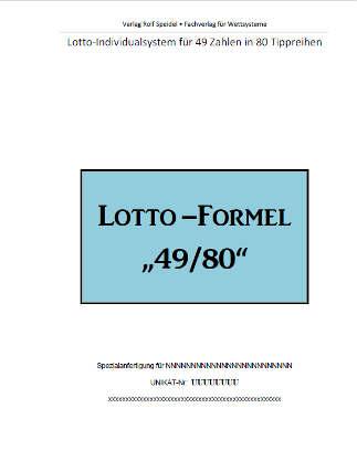Lotto-Individual-System mit allen 49 Zahlen in nur 80 Tippreihen!!! Lotto-Formel 49/80 Unsere neueste Optimierungs- Datenbank besteht z.zt. aus den 237.