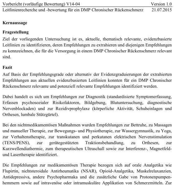 Aus dem IQWiG-Bericht zu chron. Rückenschmerz 10.