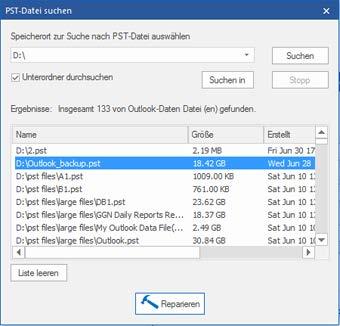 PST Dateien finden Mit Stellar Phoenix Outlook PST Repair können Sie nach PST-Dateien auf Ihrem Computer suchen.