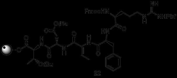 7 Kupplung Fmoc-L-Arg(Pbf)-OH zu 22 Das Produkt 21 wurde gemäß allgemeiner Methode 9 entschützt.