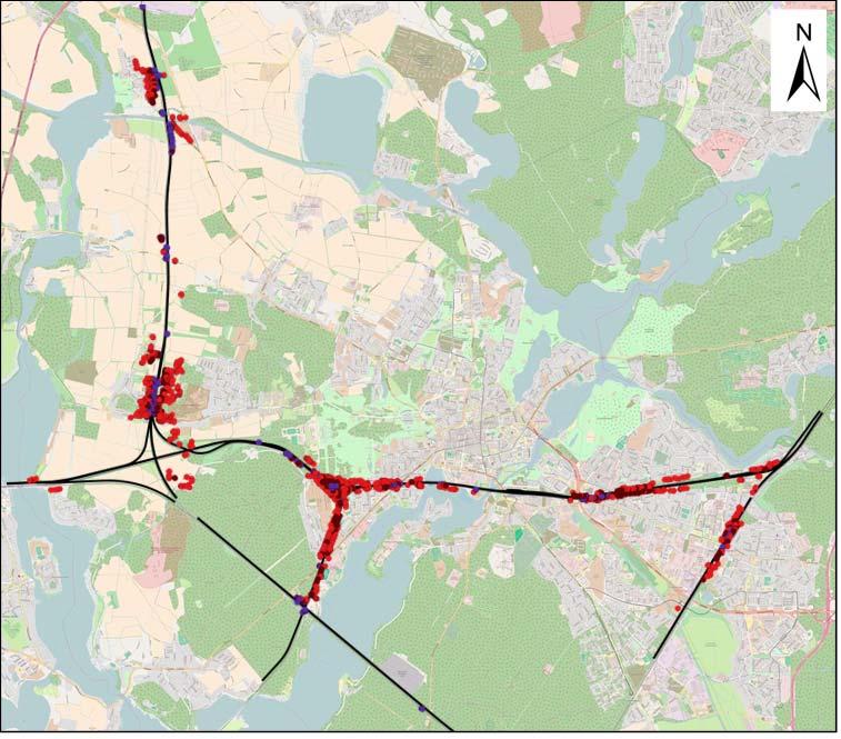 ausschließlich im Bereich Maybachstraße Zusatzbelastungen im Bereich der Brückenbauwerke Fassadenpunkte