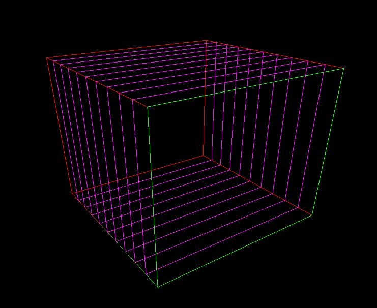 Abbildung 13: Die Boundingbox wird gefüllt mit einem Stack von Slices während im eigentlichen Programm die Anzahl wesentlich höher ist, damit weniger Artefakte entstehen. 5.