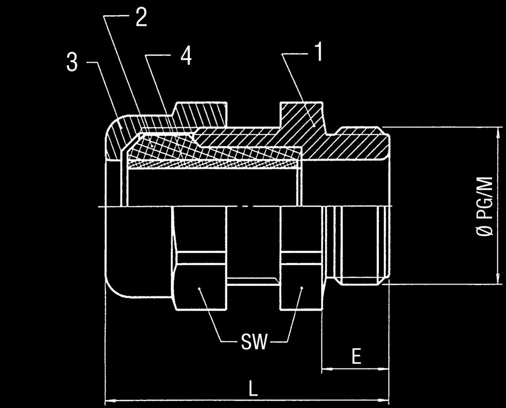 Kabelverschraubung WADI-TEC Polyamid lange Dichtung, 2-teilig PG-/metrisches Gewinde Cable gland WADI-TEC Polyamide long sealing, two parts PG-/metric thread 3.