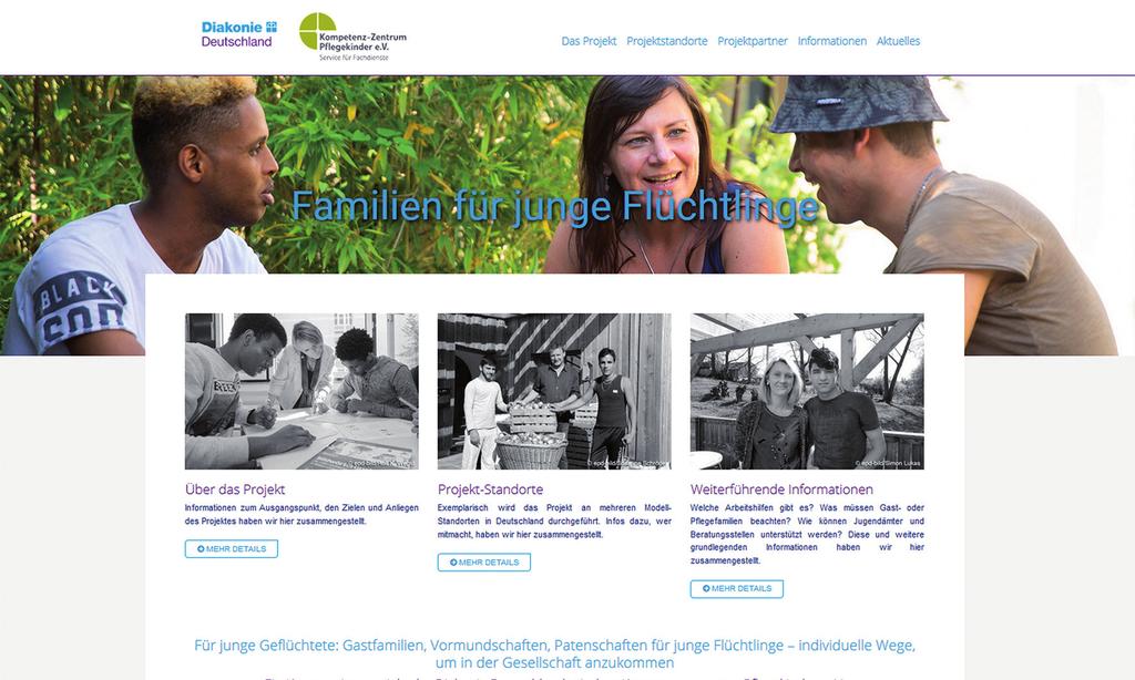 WEITERE INFORMATIONEN www.familien-fuer-junge-fluechtlinge.de Die Website informiert über Struktur, Verlauf und Hintergründe des Bundesprojekts.