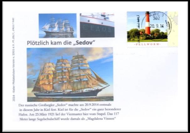 Überraschungsbesuch in Kiel Am 20. September kam die Sedov. Wir haben eine Reihe von Belegen vorrätig.