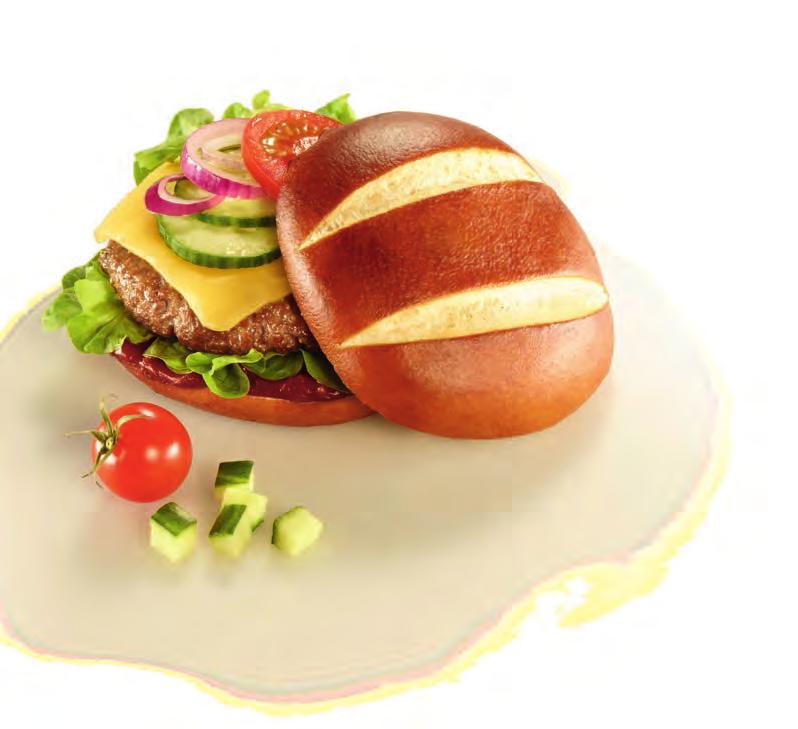3981 Pretzel Burger Bun, 80 g With cut,, web-cut, fully baked 3981 80 g 3808 g 2 bags x