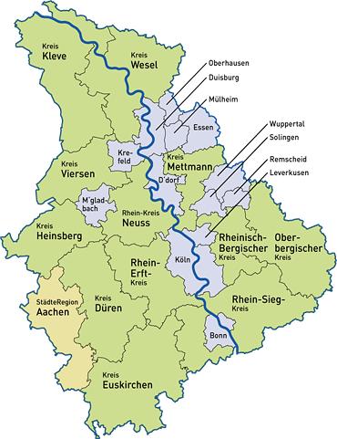Der LVR erfüllt für 13 kreisfreie Städte, 12 Kreise und die Städte-Region Aachen im Rheinland