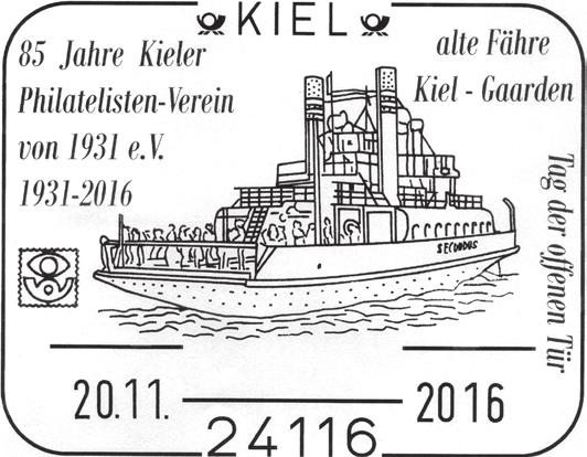 Postamt 1910 / Jubiläumsfeier Kaiserliches Postamt Wolff, Berlin 24116 KIEL - 20.11.2016 stempelnr.