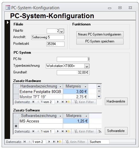 9 Spezielle Funktionen in MS Access I 209 Abb. 235: PC-System konfigurieren Fügen Sie dem vorhandenen PC-System (Nr.