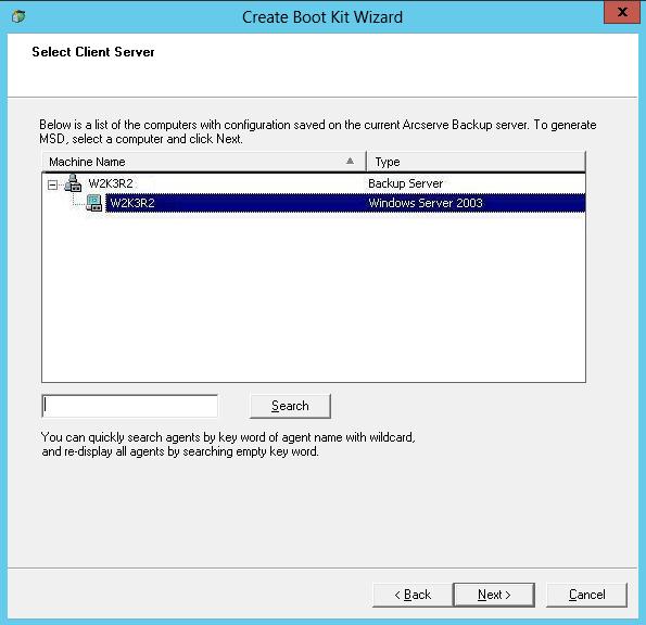 Disaster Recovery-Methoden unter Windows Server 2003 und Windows XP 4. Wählen Sie den Computernamen aus, und klicken Sie auf "Weiter".