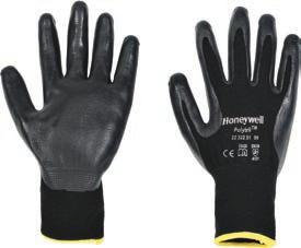 POLYAMID- BESCHICHTET Paar 3,11 Polytril Black 4121 Schwarzer Polyamid-Handschuh mit wasser- und ölundurchlässiger Nitrilbeschichtung auf der Handinnenfläche.