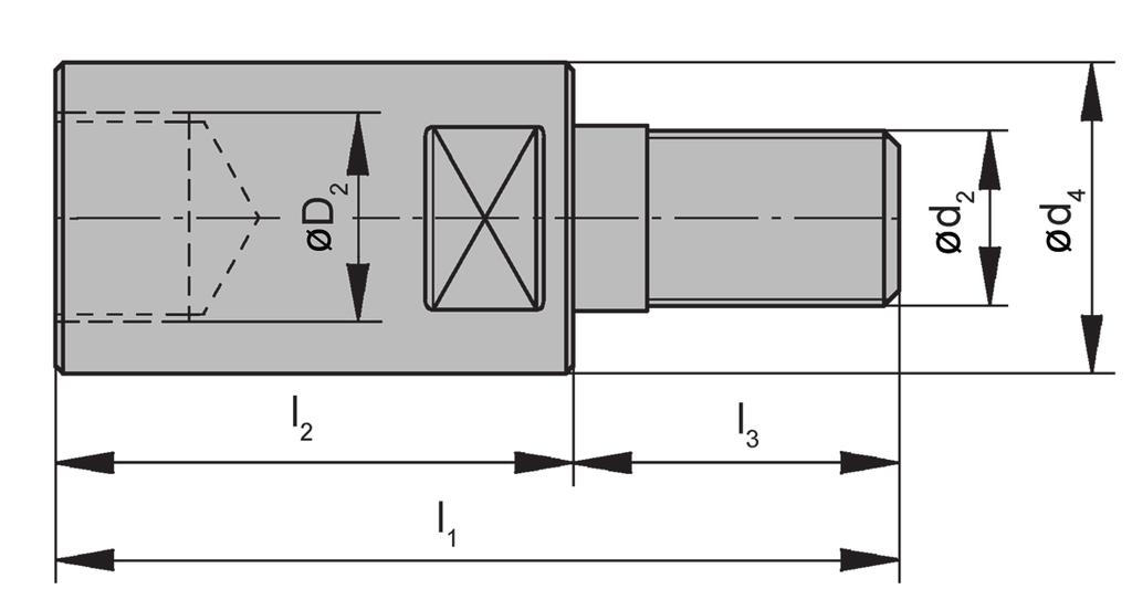 Verlängerung Typ Extension Type MD Verlängerung für Fräskopf DAM/DAHM...M Lenghtening bar for milling head DAM/DAHM.