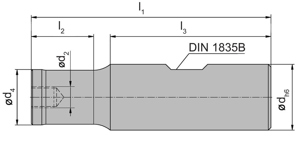 Aufnahme Typ Adaptor Type MD für Fräskopf DAM/DAHM...M und Reduzierstück MD...M for milling head DAM/DAHM...M and reducer MD.