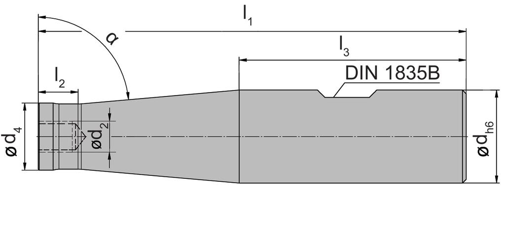 Aufnahme Typ Adaptor Type MD für Fräskopf DAM/DAHM...M und Reduzierstück MD...M for milling head DAM/DAHM...M and reducer MD.