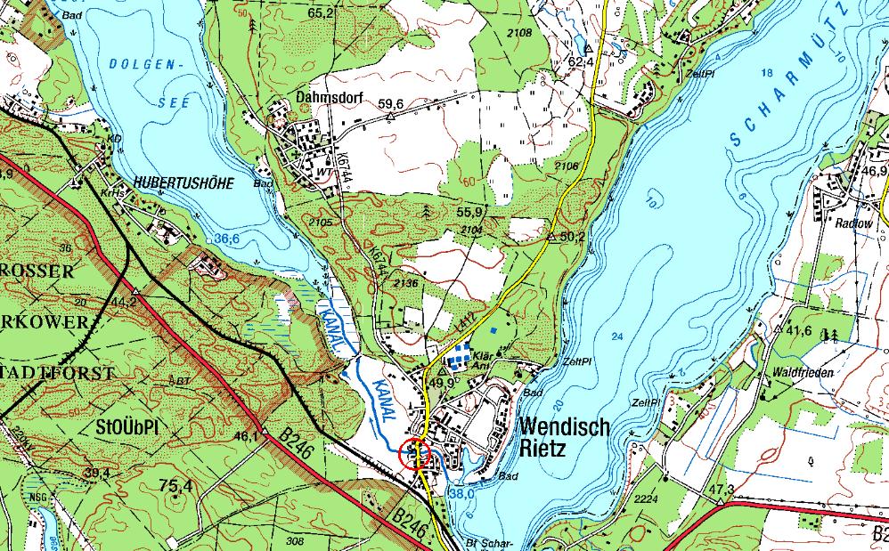 7.5.3 Wehr / Schleuse Wendisch Rietz Die Schleuse Wendisch Rietz wurde 1863/65 erbaut, 1963/65 ausgebaut und 2004 neu hergerichtet (http://www.wsa-berlin.wsv.