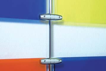 mounting: lateral panel support for bars, freely adjustable. material: chrome-plated brass. panel thickness: 0-. bar thickness: 221 220 pinza laterale doppia per pannelli su astine.