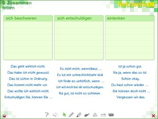 Kapitel 9, Tafel 1 zu Aufgabe 4b Mit der Aufgabe machen sich die L. die Redemittel für Konfliktsituationen im Alltag bewusst.