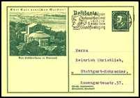 dito mit SSt "Festspielhügel" Bayreuth 10.7.34 DR-P 249 110 ausverk. dito mit MWSt "Richard Wagner Nationaldenkmal" Leipzig 6.3.1934, gelaufen (2 Ecken sind angestoßen), siehe Abbildung DR-P 249 115 ausverk.