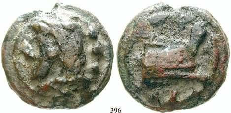 81, 40-41; Thurlow-Vecchi 172; Syd.243. grüne Patina. ss/s-ss 300,- 393 Aes Grave AE-Semis (52mm) 225-217 v.chr., Rom. 139 g.