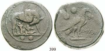 399 Anonym, 217-215 v.chr. AE-Sextans 217-215 v.chr., Rom. 24,67 g.