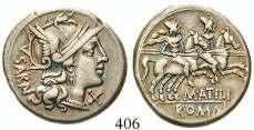 ss 170,- 401 AE-Uncia 215-212 v.chr., Rom. 6,74 g. Behelmter Kopf der Roma r., dahinter Wertpunkt / ROMA Prora r.
