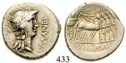 Valerius Flaccus, 82 v.chr. Denar 82 v.chr., Rom. 3,54 g. Büste der Victoria r.