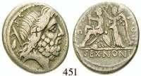 BON EVENT LIBO / PVTEAL SCRIBON Puteal Scribonianum, mit Lyren und Girlanden geschmückt, unten Hammer. Cr.416/1a; Syd.928. ss 150,- 450 Denar 62 v.chr., Rom.
