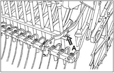 MONTAGE FS 3000 Punkt 1. Demontieren Sie an der Drillmaschine: Nachegge, Nacheggenarm auf der linken Seite sowie Stufen und Beladestufengeländer. Punkt 2.