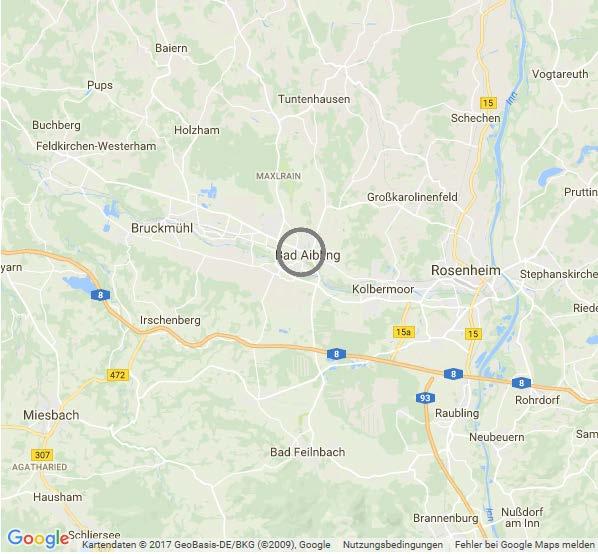 MAKROLAGE Bad Aibling ist eine bayerische Stadt im Landkreis Rosenheim und gliedert sich in 29 Stadtteile mit 18.407 Einwohnern (Stand 31.12.2015).