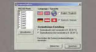 Administration of sensor calibrations (enabling of password protection for the cal-function) Software language: English, German and French, incl.