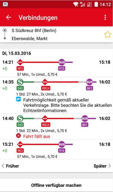 weitere deutschlandweite Verkehre Reisekette nach persönlichen Präferenzen Aktuelle Zeiten,