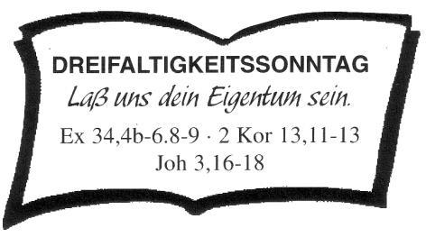 Samstag 14.06.: Mbg 18.00 Beichtgelegenheit 18.30 Vorabendmesse (mit Gedenken an Irene Rauh (FB/Sen) Sonntag 15.06.: Ungh 9.