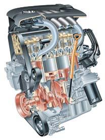 Antriebsaggregate Der 1,6 l/75 kw Motor mit 2-Ventiltechnik Der 1,6 l/75 kw Motor basiert auf dem bekannten 1,6 l/75 kw Motor aus dem Vorgänger-Golf mit dem Kennbuchstaben BFQ.