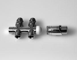 Anschluss-Armatur standardmässig eingestellt auf 2-Rohrbetrieb, durch Öffnen der Bypass-Schraube für 1-Rohrbetrieb einsetzbar. Inklusive Übergangsnippel passend zu eizkörperanschluss ½" Innengewinde.