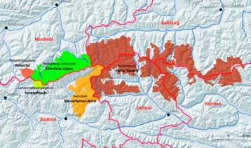 Lage und Erreichbarkeit 1 Ginzling mit Tristner 2 Schutzgebietsverbund Das Ruhegebiet Zillertaler Hauptkamm wurde im März 2001 per Verordnung der Tiroler Landesregierung zum Hoch gebirgs-naturpark