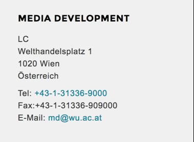 3.6.6. Einrichtung Kontakt Normalerweise werden die Kontaktinfos in der Fußzeile einer Abteilungsseite angezeigt.