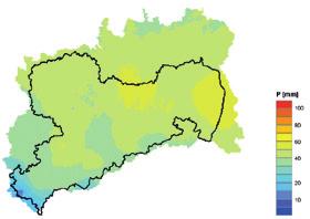 1 2 3 3 Meteorologie Abbildung 3-8: Tageswerte der Niederschlagshöhe für Sachsen am 25.09.