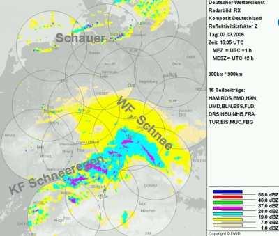Sturzflutwarnsystem Thüringen STUWASYS (F17) Radarmeteorologie Radarreflektivitätsfaktor Z aller Niederschlagsteilchen in der Raumeinheit 1 /km betont bei Zunahme Tropfengrößen gegenüber der -anzahl