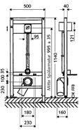 WC-WANDEINBAU-SPÜLSYSTEME WC-Montagemodul COMPACT II Merkmale Montagemodul für Ständerwand- oder Vorwandmontage; selbsttragender Profil-Stahlrahmen (Oberfläche pulverbeschichtet) mit