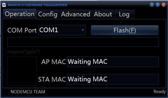 Als nächstes Flashen wird diese Firmware mit dem Tool ESPFlasher. Dazu wird das Tool ESP8266Flasher.exe ausgeführt.