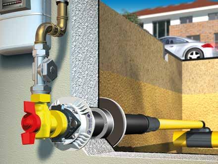 Einsparten-Hauseinführungen für unterkellerte Gebäude Quadro-Secura E Hauseinführungen für Gas, Wasser, Strom oder Telekommunikation