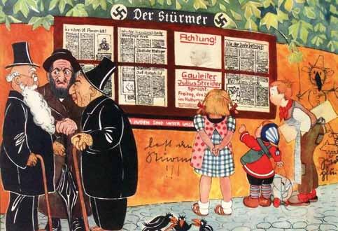 Der Verlag Der Schelm möchte seinem aufgeklärten Publikum mit diesem antisemitischen Kinderbuch, einem Prototypen nationalsozialistischer Gestaltungsversuche, vor Augen führen, mit welcher