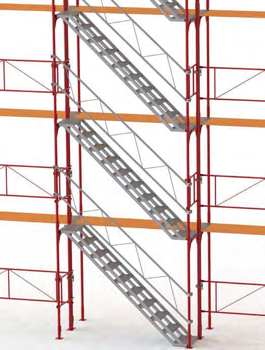 jedes Gerüstsystem mit 2,5 m Rahmenabstand und 2 m Etagenhöhe Treppenbreite 60 cm Ein sicherer und bequemer Aufstieg für Fassadengerüste Als
