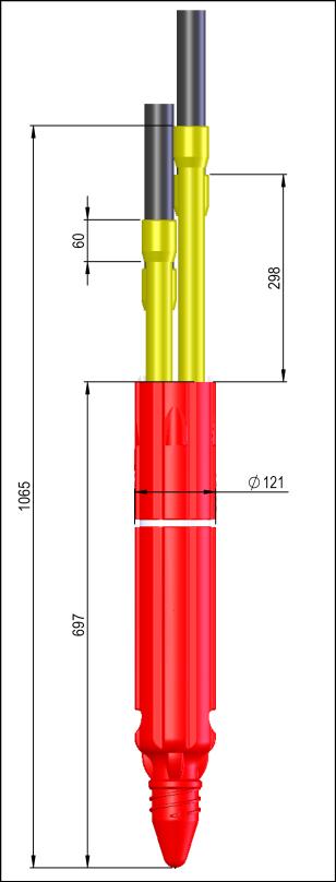 Geometrie des Fusses gleich wie Doppel-U Sonden DE 40