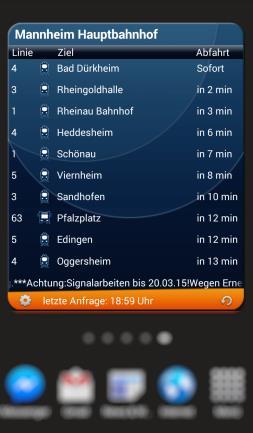 Abbildung 79 zeigt die Widgets der Apps rnv Start.Info und VVS Mobil.