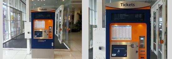 Das Foto zeigt einen Ticketautomaten, der eine elektronische Anzeige enthält. Halten Sie eine solche Einrichtung für sinnvoll und nützlich?